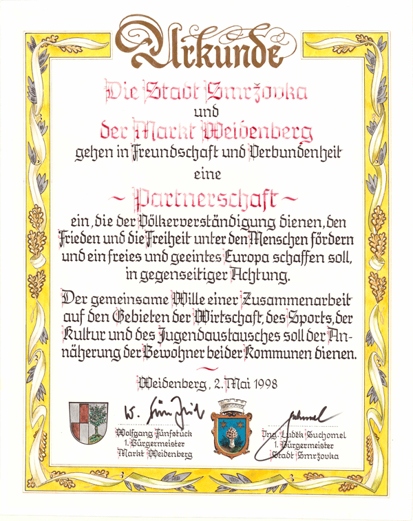 Urkunde Tschechien